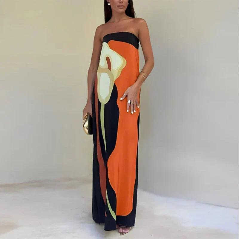 Boho Maxikleid Damen Schulterfrei – Luftiges Sommerkleid Elegant