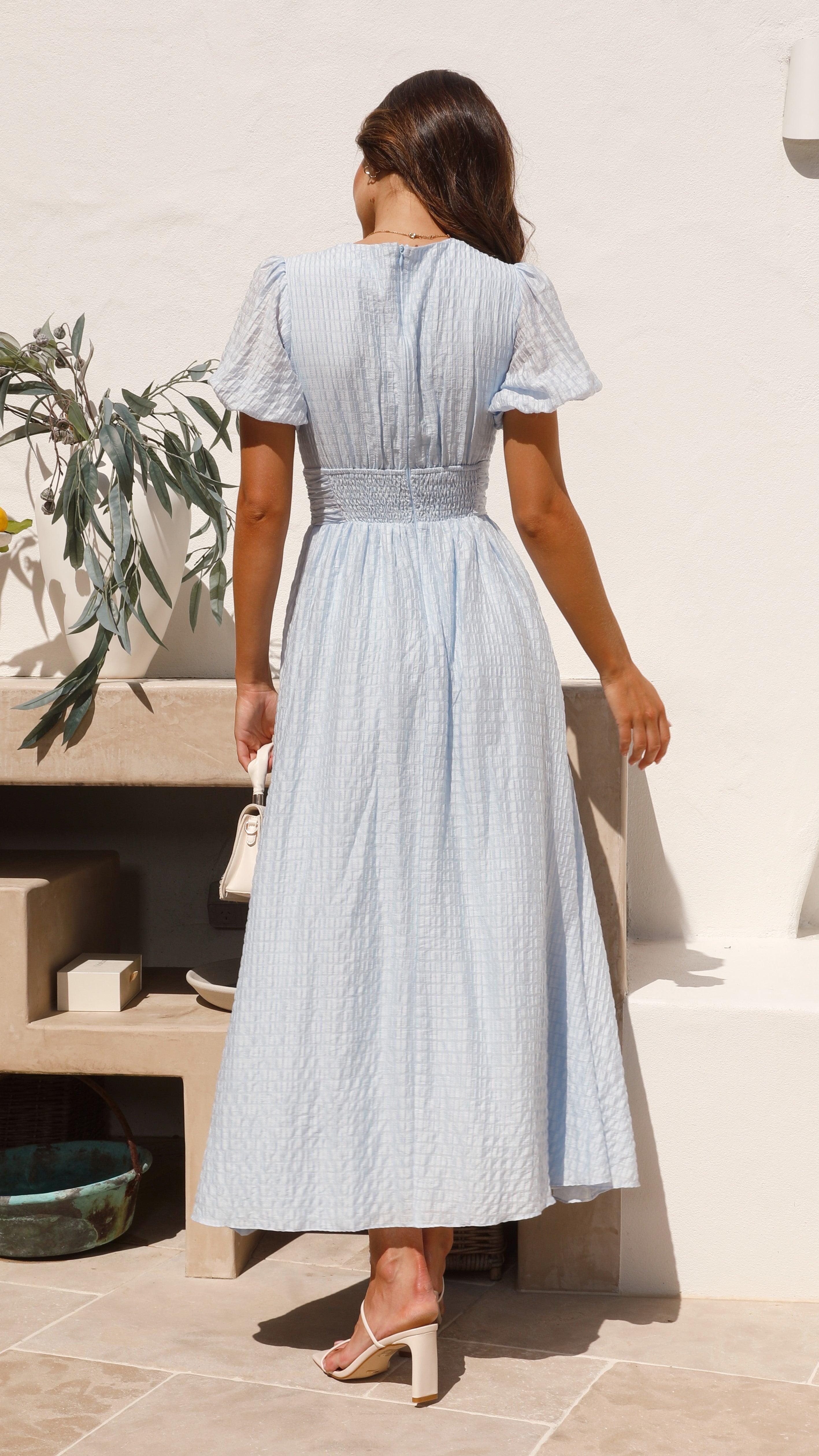 Elegantes Maxikleid für Damen mit Knopfleiste vorne und Puffärmeln
