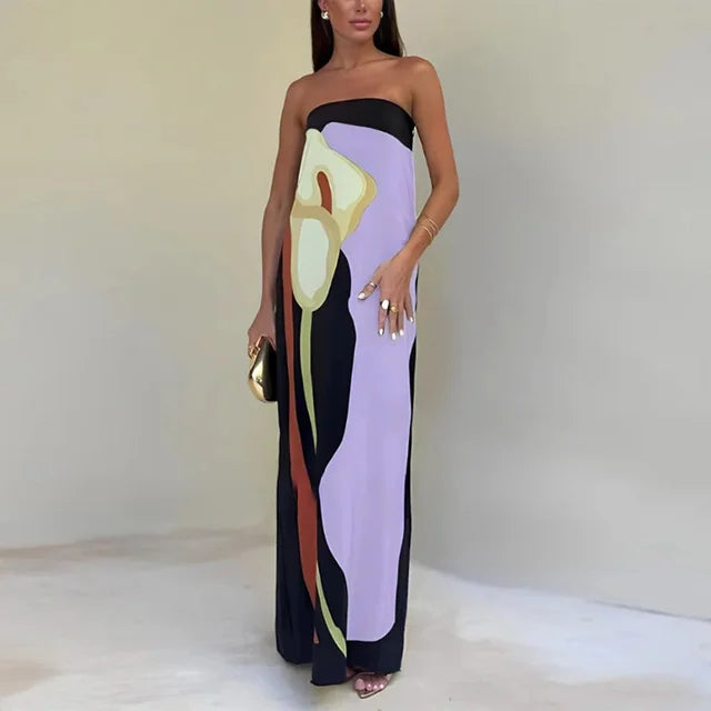 Boho Maxikleid Damen Schulterfrei – Luftiges Sommerkleid Elegant